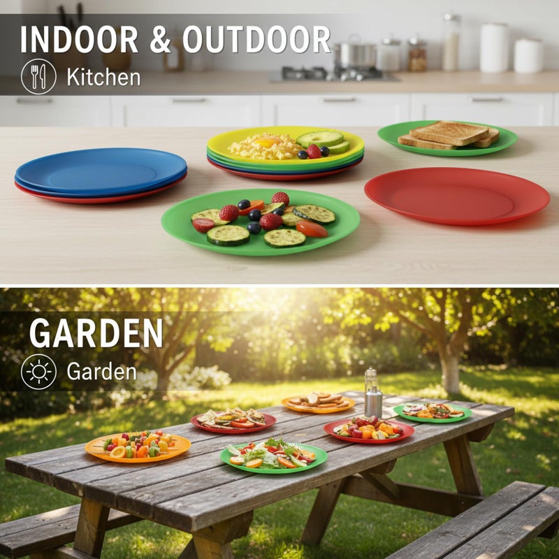 AOYITE 10 inch Plastic Plates Reusable - Lightweight Flat Dinner Plates set of 12 - BPA Free Dishwasher Safe & Microwave Plate for Kids Kitchen Party Camping Outdoor - Image 4